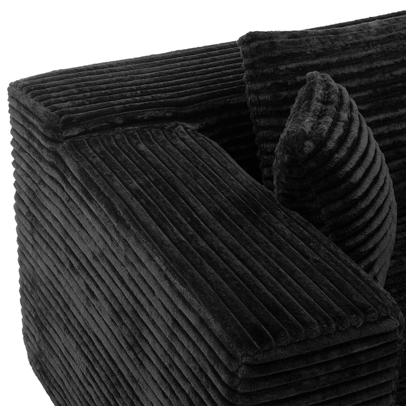 Black L-Shaped Compressed Foam Sofa – Ready-to-Use Sectional Couch with Chaise