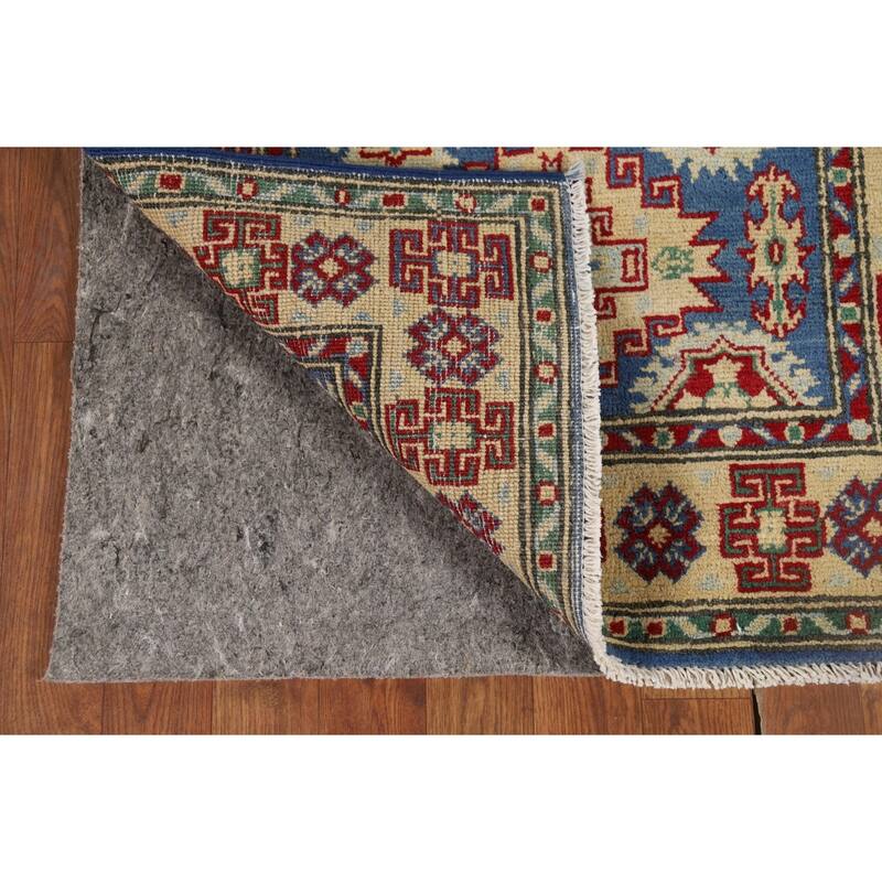 Kazak Runner Rug Hand-Knotted Traditional Blue Wool Carpet - 2'7" x 13'1"
