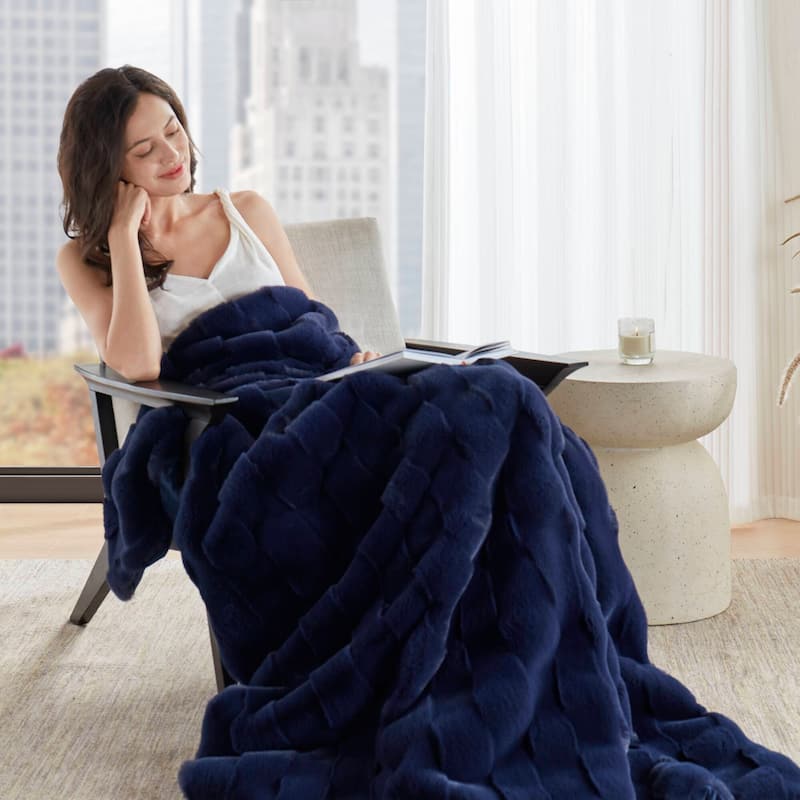Madison Park Camille Faux Fur Throw