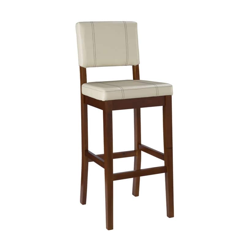 Linon Lombardy Bar Stool with Cream Vinyl