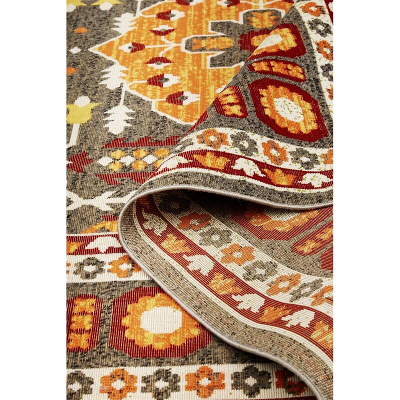 Hurst Medallion Vintage Style Transitional Kilim Area Rug