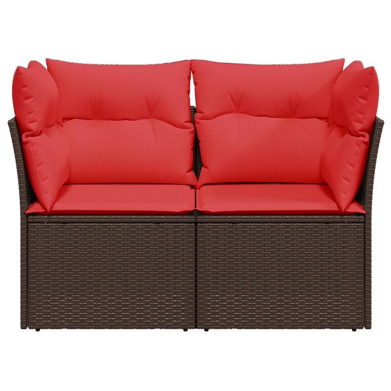 vidaXL Patio Sofa with Cushions Outdoor Seating Poly Rattan Black/Gray/Brown