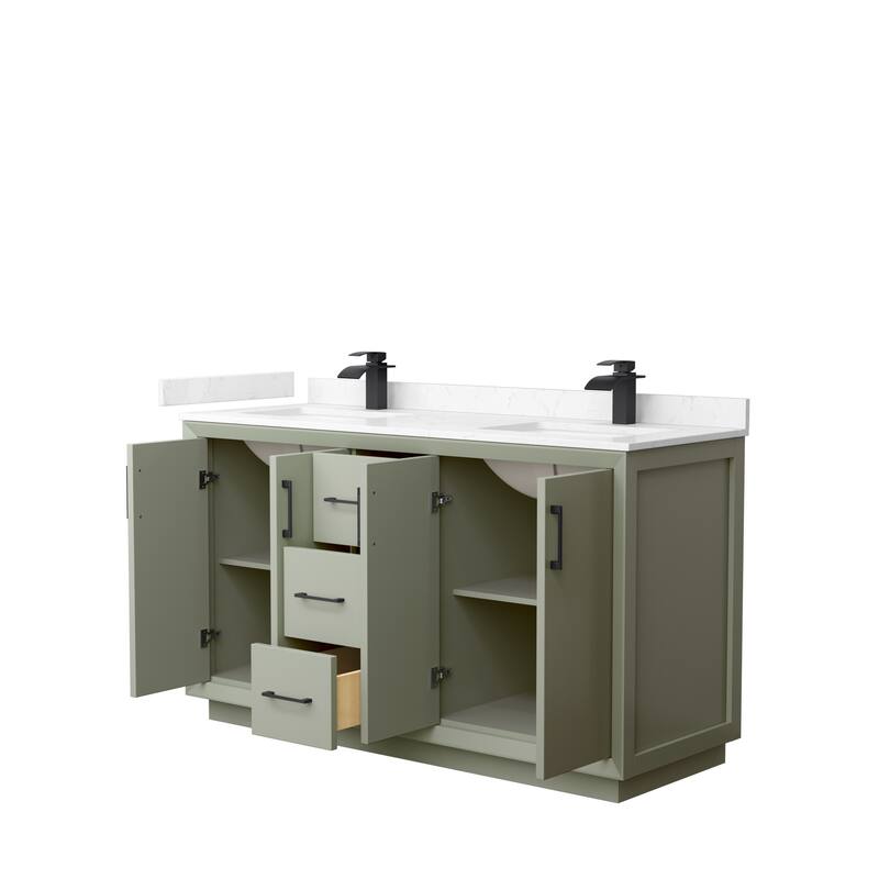Strada 60-Inch Double Vanity Set, Cultured Marble Top