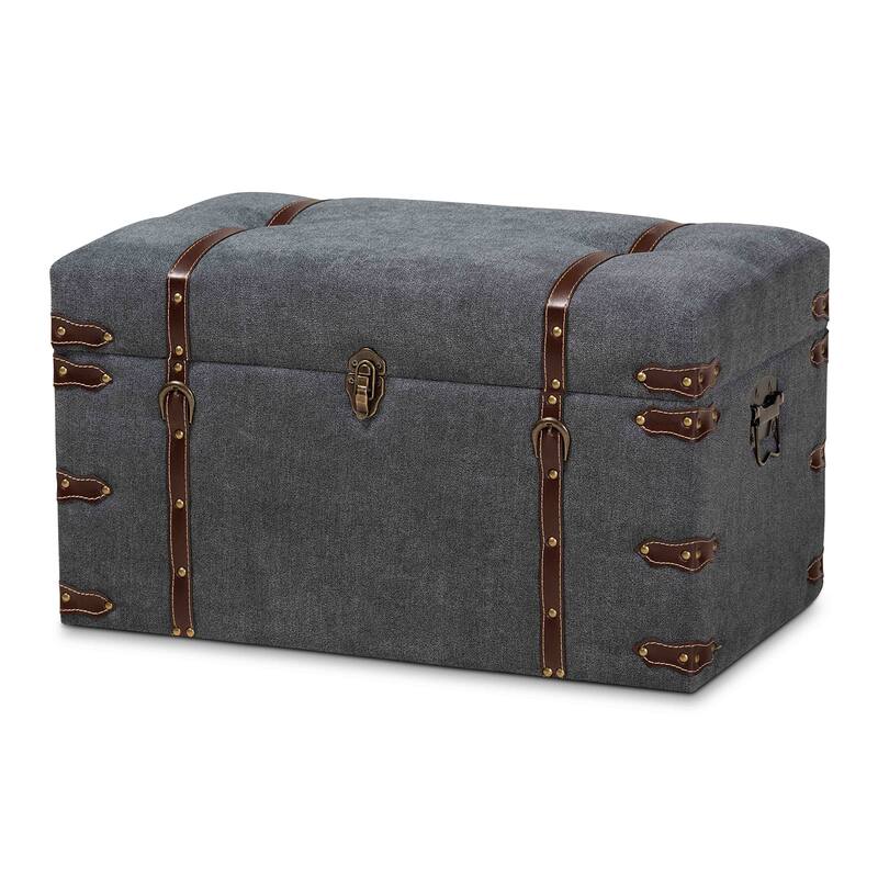 Palma Modern and Contemporary Transitional Storage Trunk Ottoman - Grey