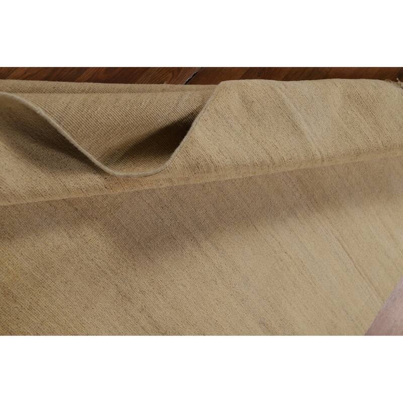 Solid Modern Gabbeh Oriental Area Rug Handmade Yellow Wool Carpet - 4'10" x 6'5"