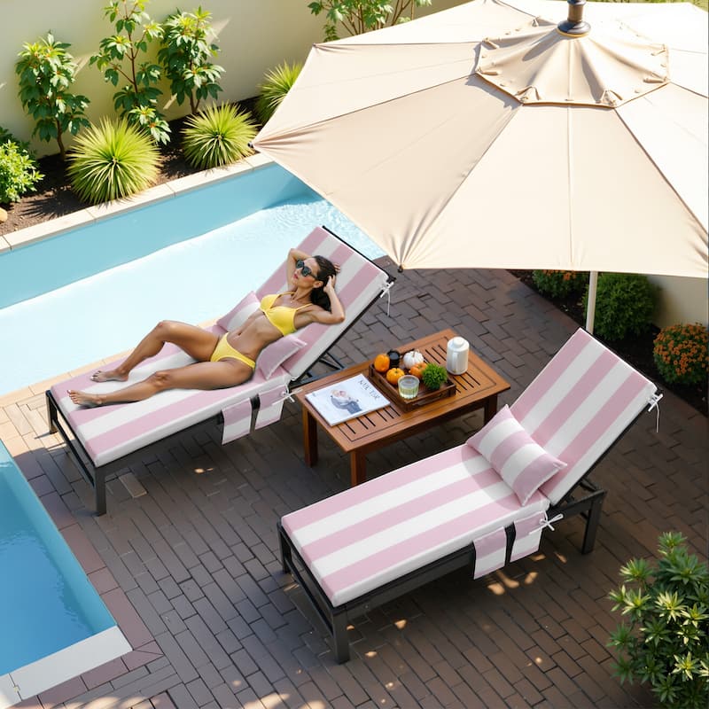 Pellebant Outdoor Lounge Chair Cushions with Pillow