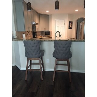 Traditional Fabric 30" Bar Stool by Baxton Studio- Set of 2