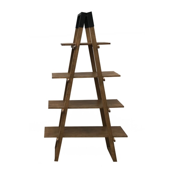 Alden Acacia Wood A-frame Bookshelf 