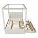 preview thumbnail 18 of 22, Full Size Upholstery Wood Platform Bed with Trundle,Canopy Bed with Drawers