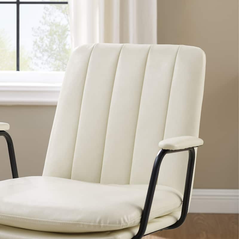 Art Leon Faux Leather Swivel Accent Arm Chair