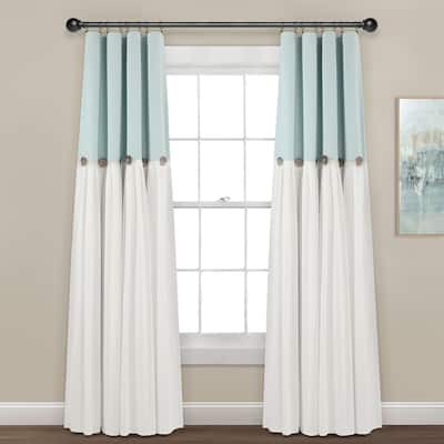 Lush Decor Linen Button 100 Percent Lined Blackout Window Curtain Panel Single