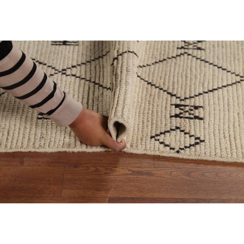 Trellis Geometric Moroccan Area Rug Handmade Wool Carpet - 5'1"x 8'7"