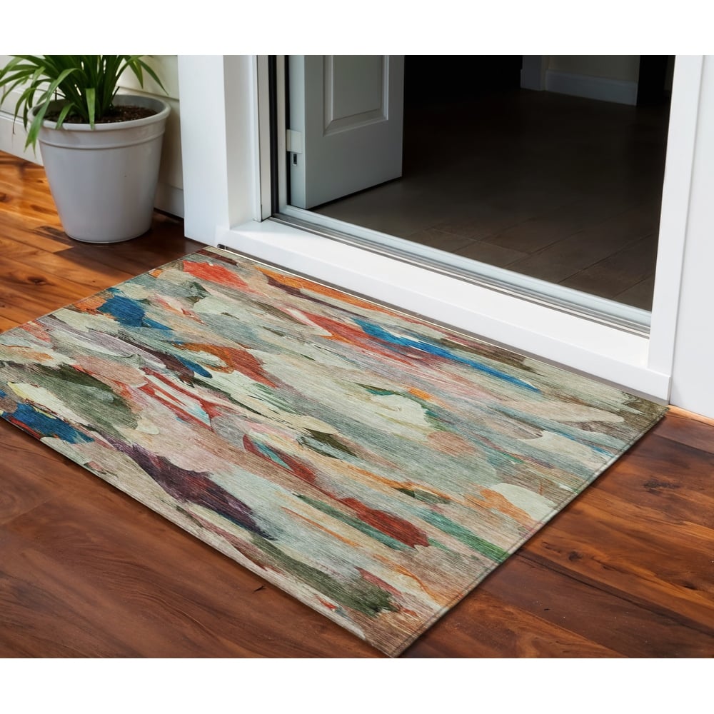 HomeRoots Abstract Transitional Rectangle Outdoor Rug