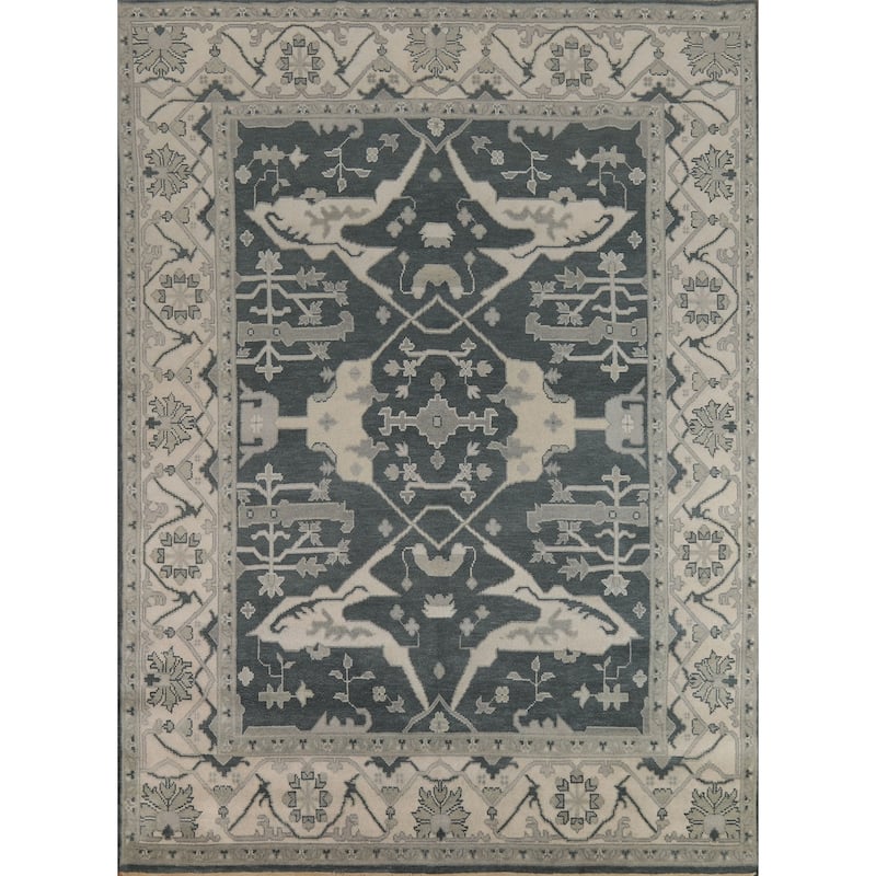 Blue Oushak Indian Area Rug Handmade Wool Carpet - 7'11" x 10'0"
