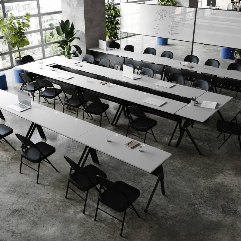 Commercial Nesting Flip Training Table with Steel Frame and Y-Legs - 23.5"W x 60"D x 30"H