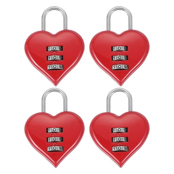 Compassion Lock 4 Pack Combination Locks Heart Shape Password Padlock Love Locker Lock ...