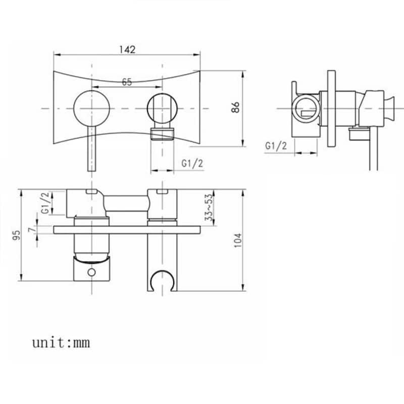 Black Bathroom Bidet Sprayer Handheld with Two Outlet Modes Brass Body Stainless Steel - 9.25 x 6.69 x 3.74 in.