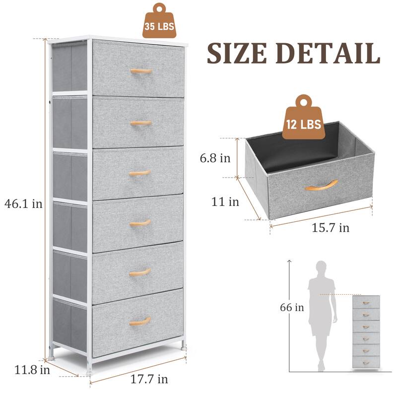 VredHom 6 Drawers Vertical Dresser Storage Tower