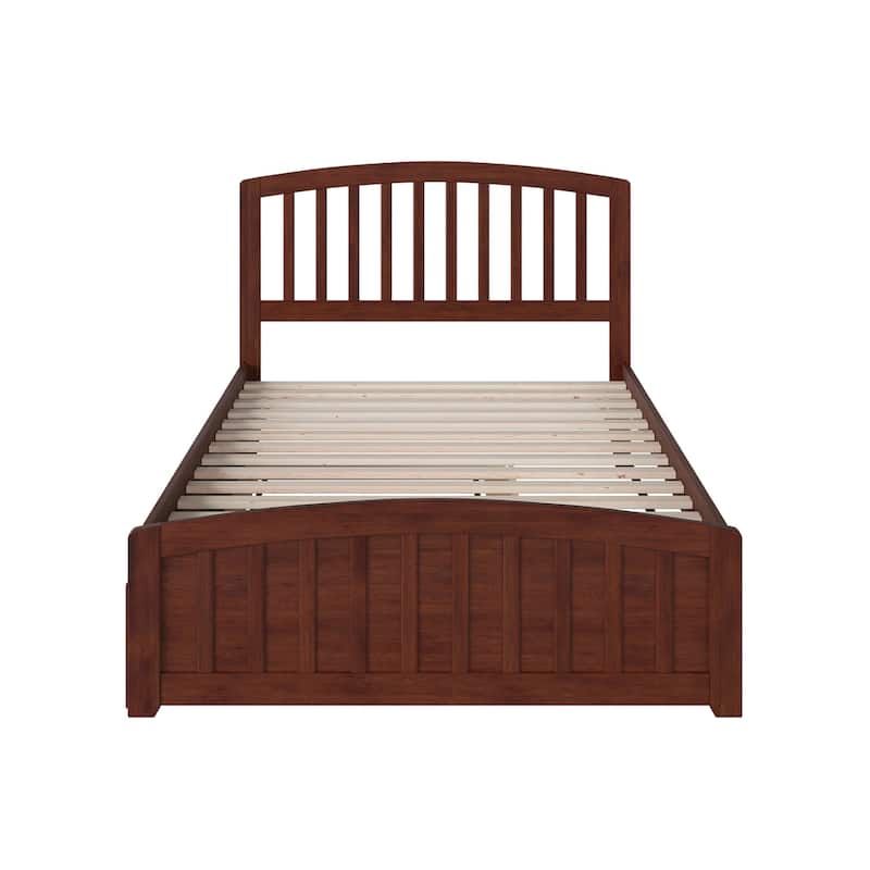 Richmond Full Bed with Footboard and Twin Trundle Bed in Walnut