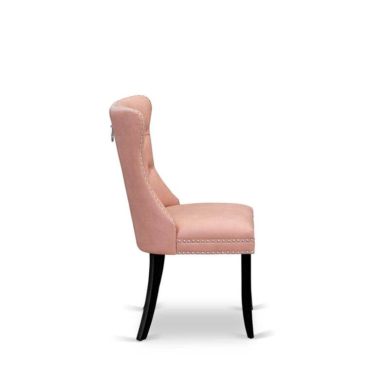 Parson Dining Chairs Set of 2 - Padded Kitchen Chairs with Nailhead Trim - Beige Red Faux Leather