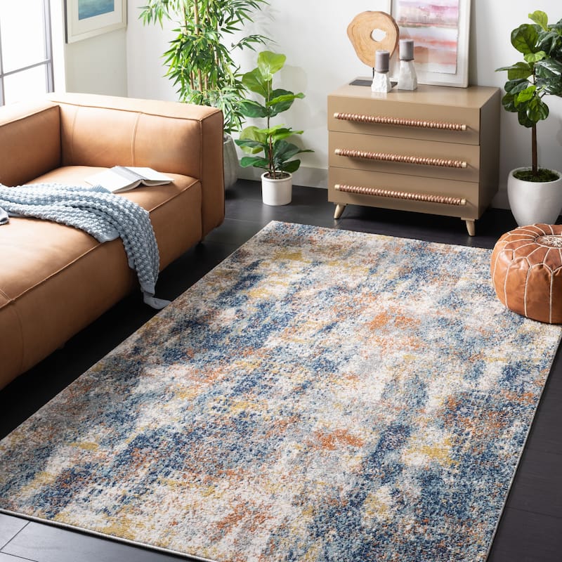 SAFAVIEH Aston Outi Modern Abstract Rug - 3' x 5' - Navy/Gold
