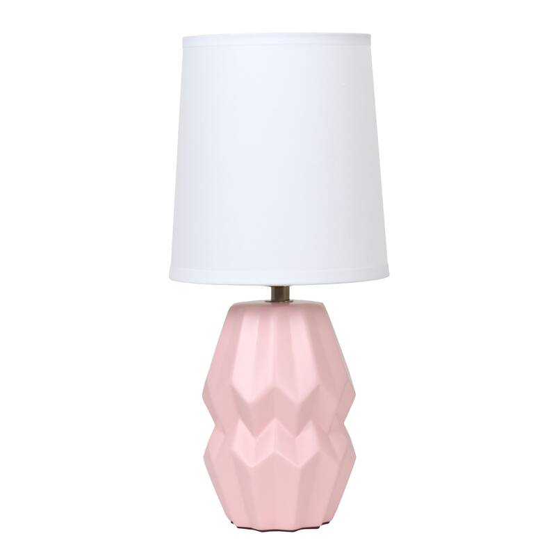 Geometric Ceramic Table Lamp with White Drum Shade - 19.5" - Pink