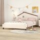 preview thumbnail 18 of 23, Full Size Bed Frame with House Shape Headboard, Platform Bed Full Size, Modern Wood Double Bed Frames for Kids Boys Girls Teens Cream - Full
