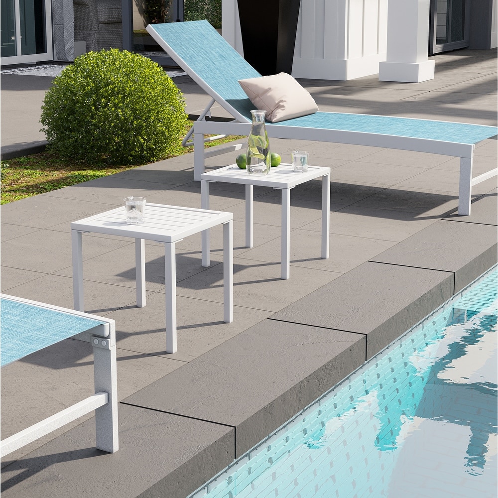 Outdoor Aluminum End Table Square Patio Side Table - 15.7" L x 15.7" W x 15.9" H