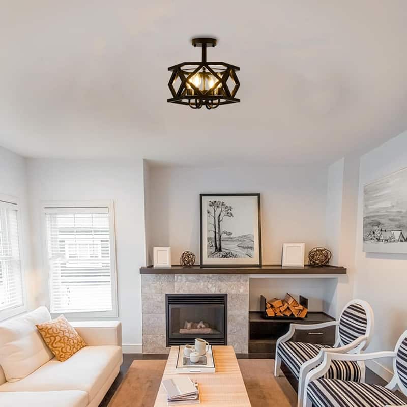 4 Light light bulb black ceiling light metal kitchen ceiling light - N/A