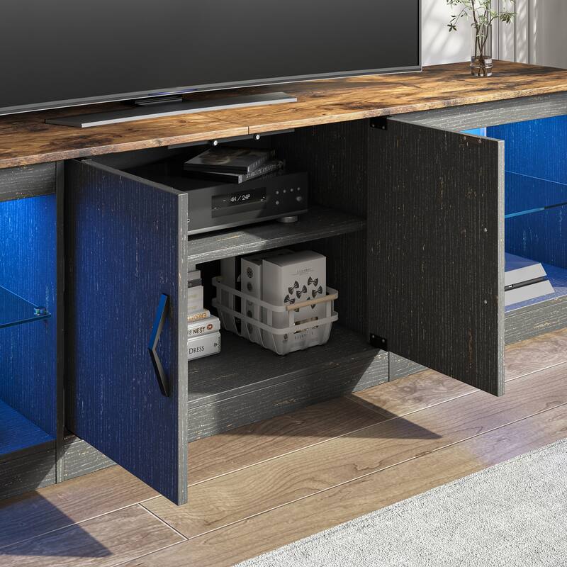 70 inch TV Stand 20 Color RGB Light Entertainment Center