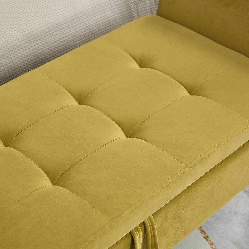 Bed Storage Bench with Curved Arms and Solid Wooden Legs