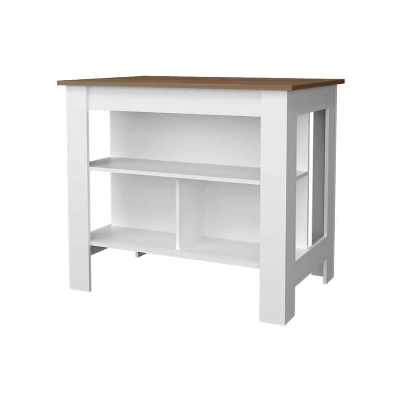Kitchen Island with Open Storage - Mahogany