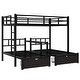 preview thumbnail 5 of 9, FULL XL Over Twin & Twin Triple Bunk Bed with 2 Drawers, Metal Triple Bunk Bedframe with Bulit-in Desk and Storage Shelves