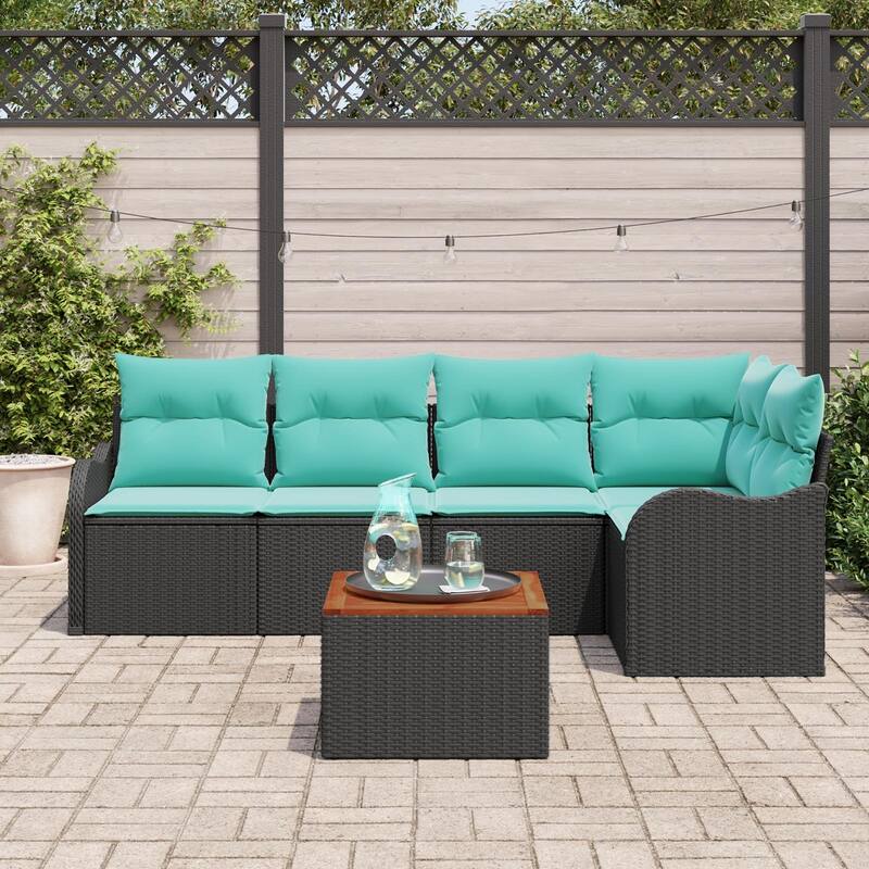 vidaXL 6 Piece Garden Sofa Set with Cushions - 91.5×48.2×27.2