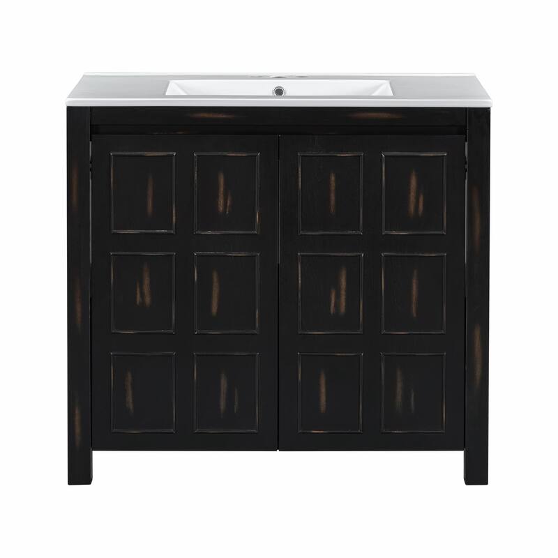 36" Bathroom Vanity Organizer with Sink - Combo Cabinet Set & Storage