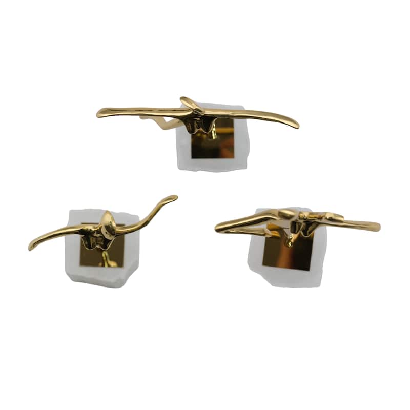Valencia Brass Dancer Figurines on Marble Base (Set of 3) - 13" Gold - 6" x 3" x 13"