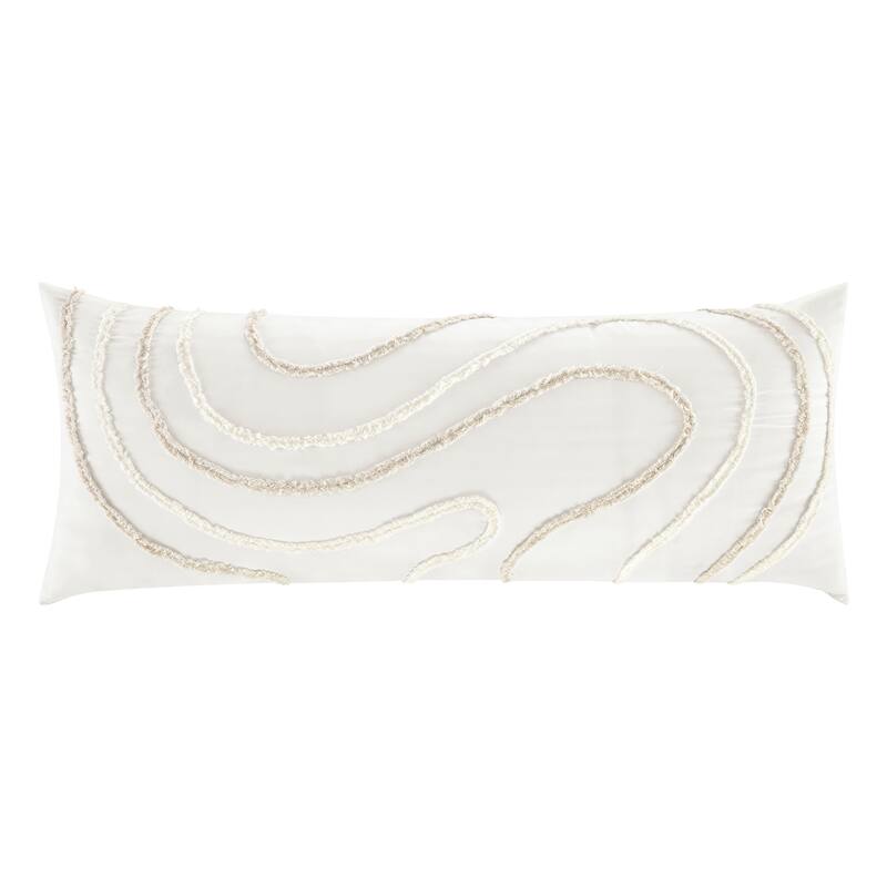 Sweet Jojo Designs Boho Tufted Swirl Body Pillow Case (Pillow Not Included) Neutral Ivory Bohemian Geometric Abstract Unisex