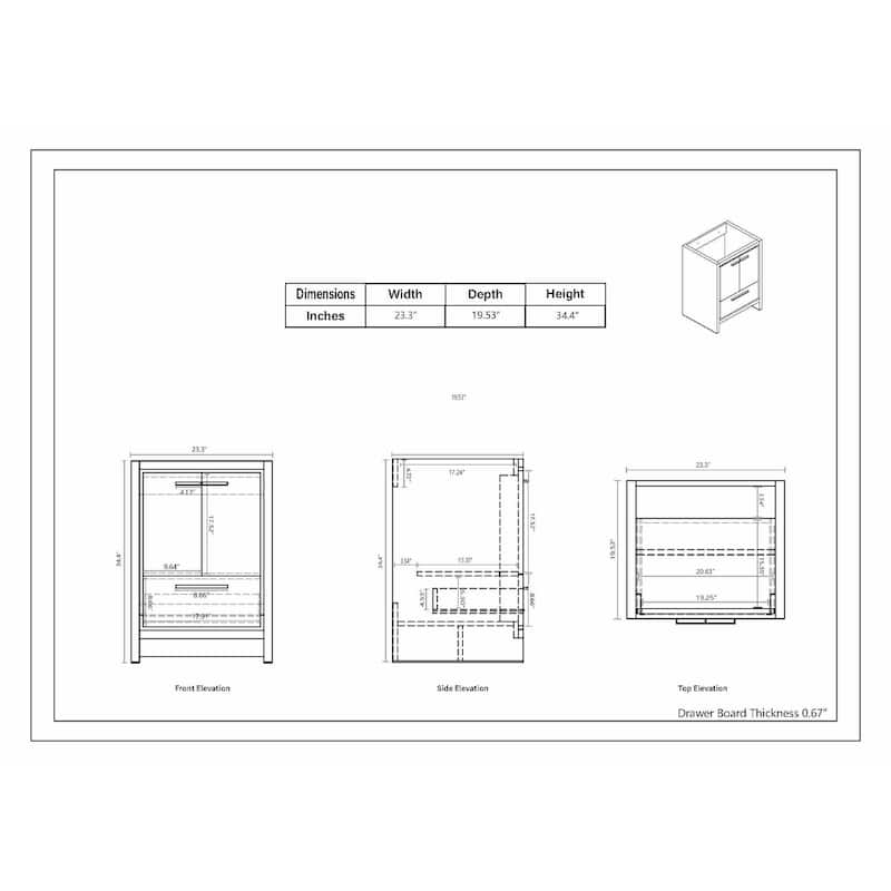 Dove 24'' Freestanding Vanity with Reinforced Acrylic Sink