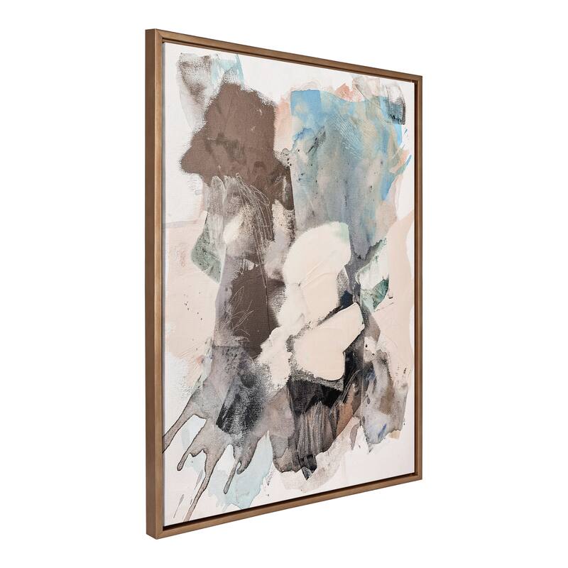 Kate and Laurel Sylvie Painted Flow I Framed Canvas by Amy Lighthall - 28x38 - Gold