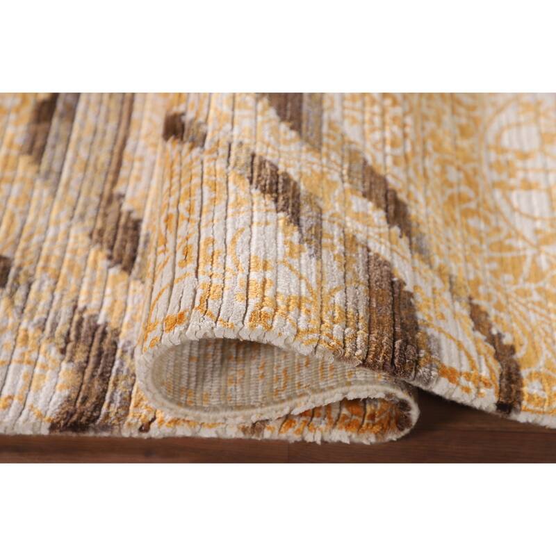 Abstract Oriental Accent Rug Handmade Striped Wool Carpet - 2'9"x 5'1"