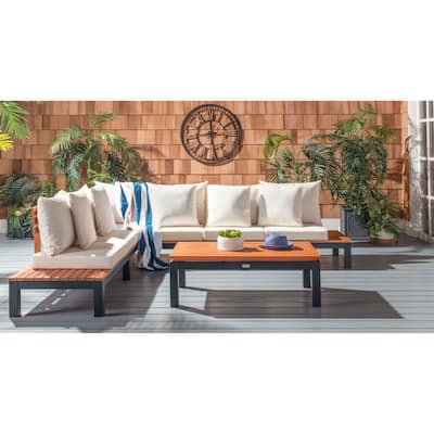 SAFAVIEH Outdoor Tuulevi 3-Piece Living Set - 83W x 28D x 25H