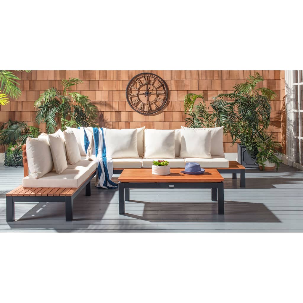 SAFAVIEH Outdoor Tuulevi 3-Piece Living Set - 83W x 28D x 25H