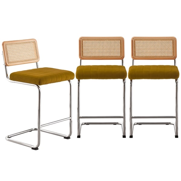当店の記念日 Velvet 2/3 of Set Stools, Counter/Bar Rattan Upholstered グローブ
