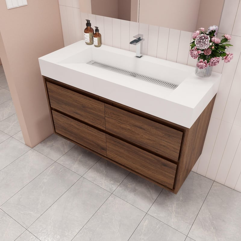 Victoria 48" Wall Mounted Modern Vanity with Acrylic Sink
