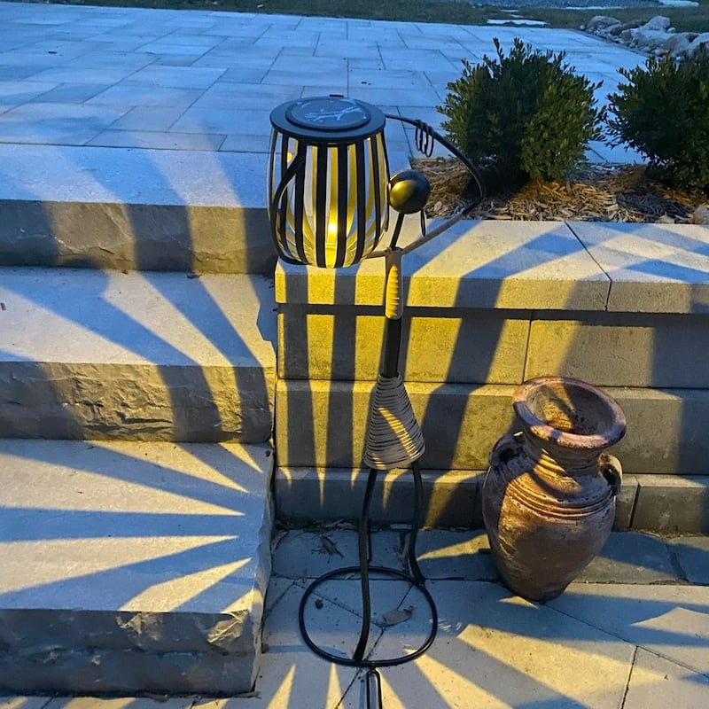 Metal Sculpture with LED Solar light - Metal