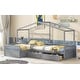 preview thumbnail 23 of 33, Double Twin L-Shaped House Platform Bed with Drawers and Guardrail