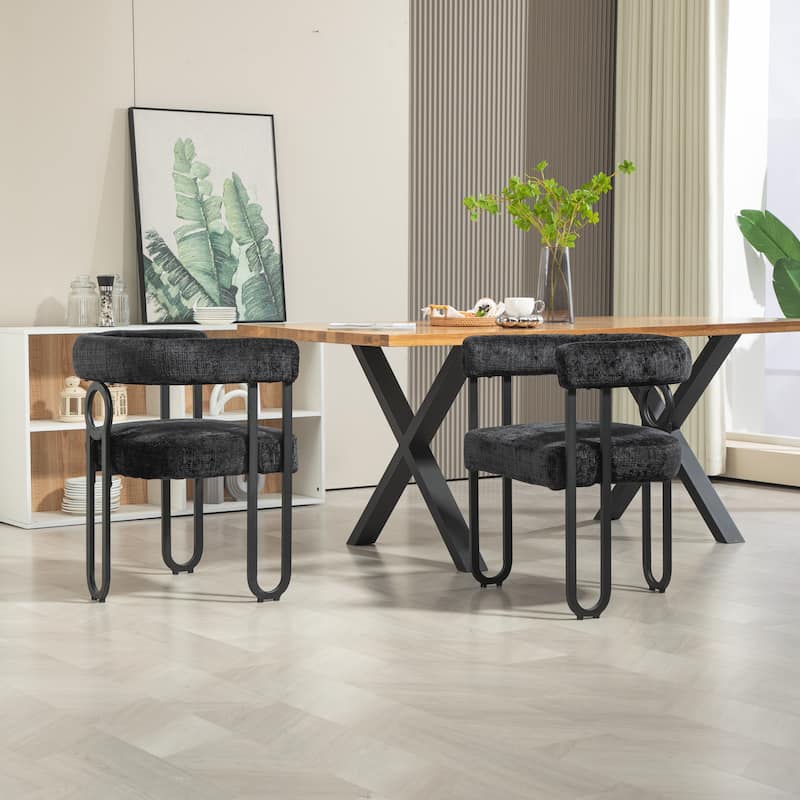 Contemporary Designed Velvet Fabric Upholstered Accent/Dining Chair/Barrel Side Chairs Kitchen Armchair for Living Room set of 2