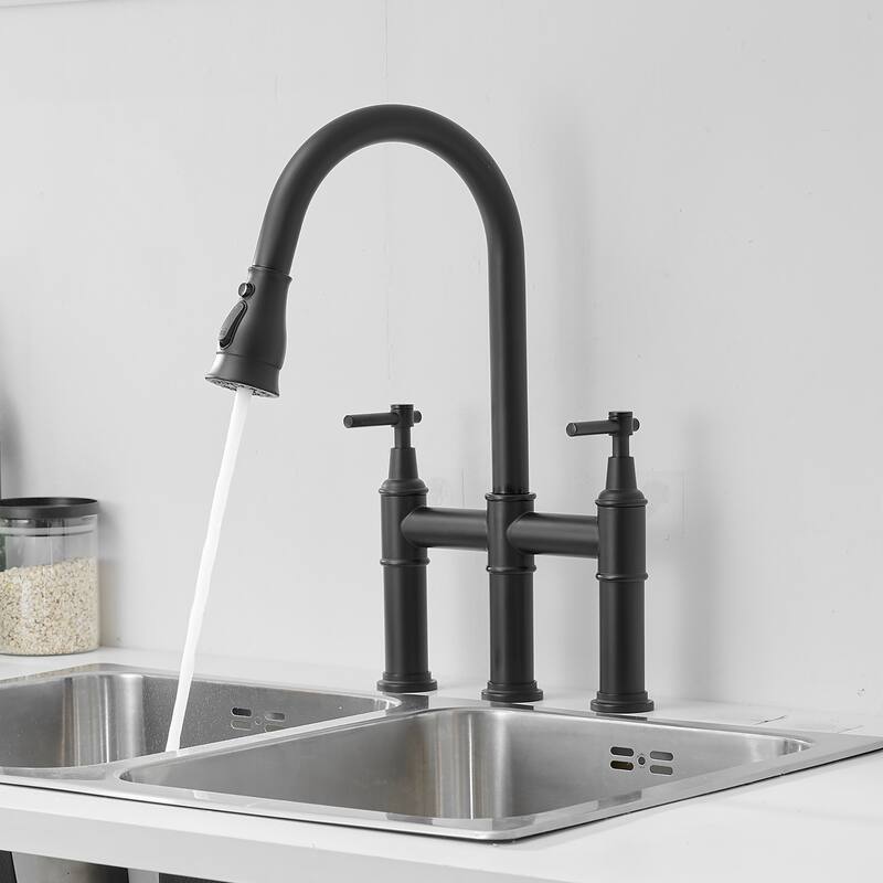 8-in Widespread Pull Down Kitchen Spray in Matte Black,Brushed Nickel