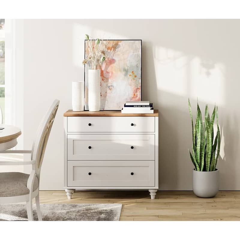 Dresser for Bedroom with 3 Drawer, Accent Kids Dresser Storage Cabinet - Off White - 3-drawer