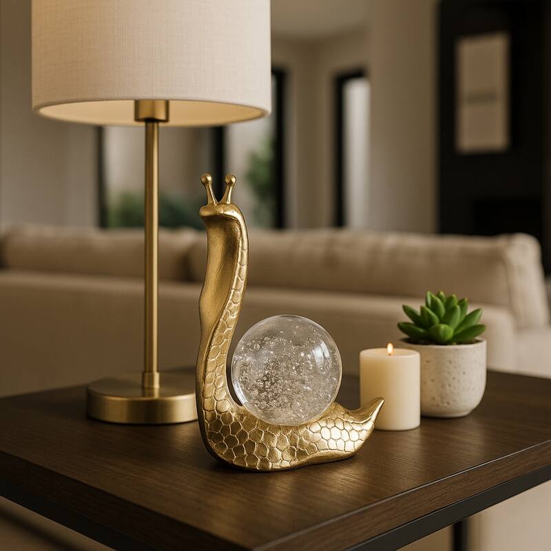 Resin Snail Figurine Textured Body with Orb Shell Decor - Gold - 7.5"